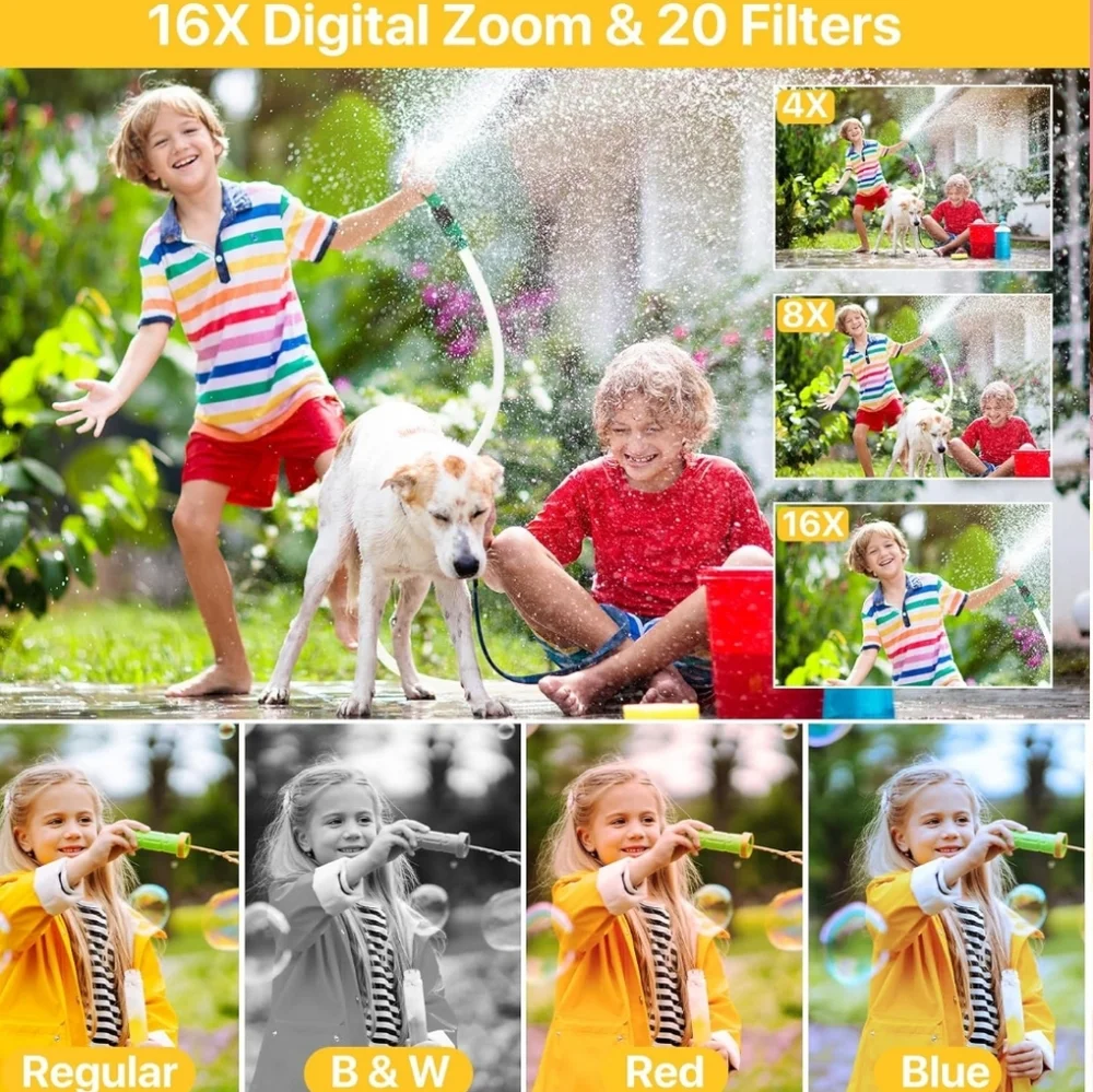 Digital Camera FHD 1080P Digital Camera with 32GB SD Card Compact BLACK
